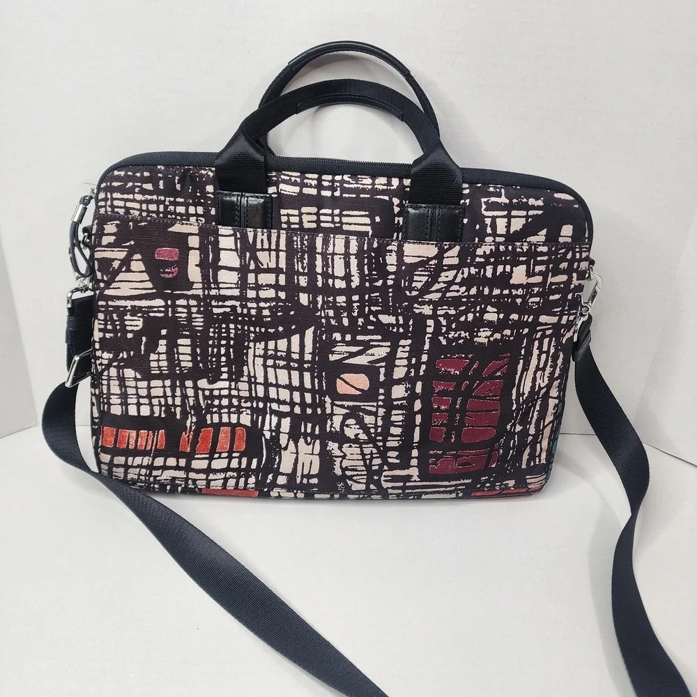 TUMI Abstract Pattern Laptop Bag Nylon Padded Compartments Removable Strap